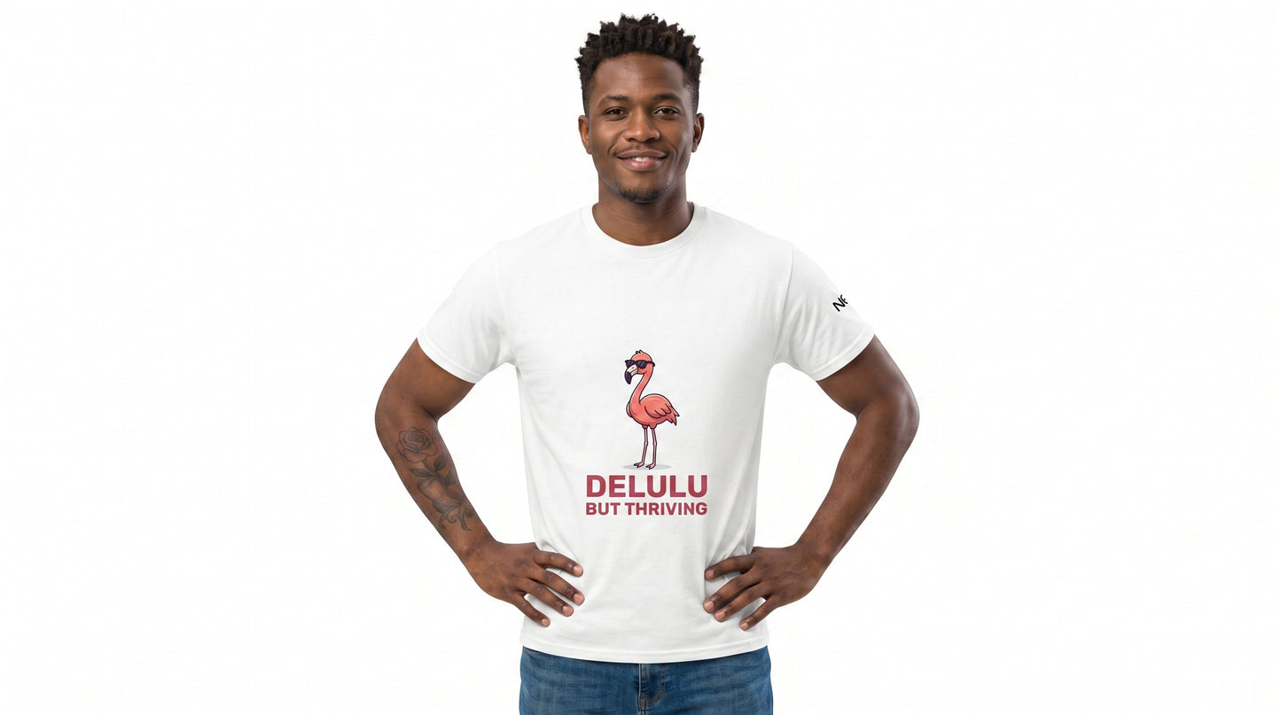 Delulu But Thriving Shirt | Funny Flamingo T-Shirt | Gen Z Meme Tee | Delulu Humor Shirt | Cute Graphic Tee
