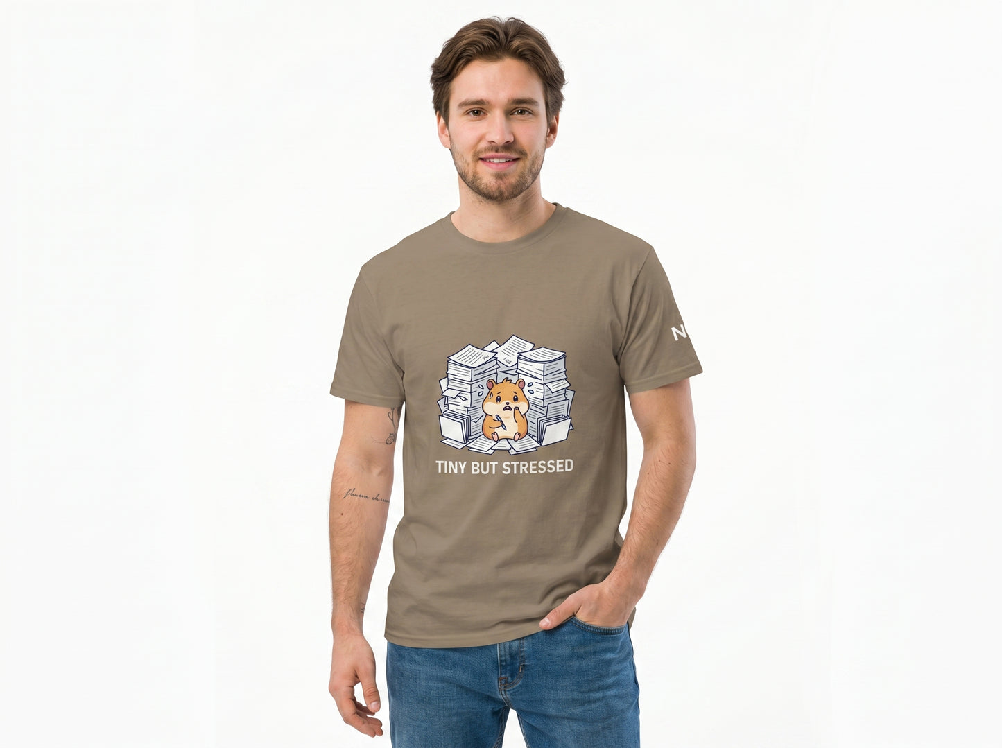 Tiny But Stressed Hamster Shirt – Funny Anxiety Meme Graphic Tee| Cute Unisex Tee