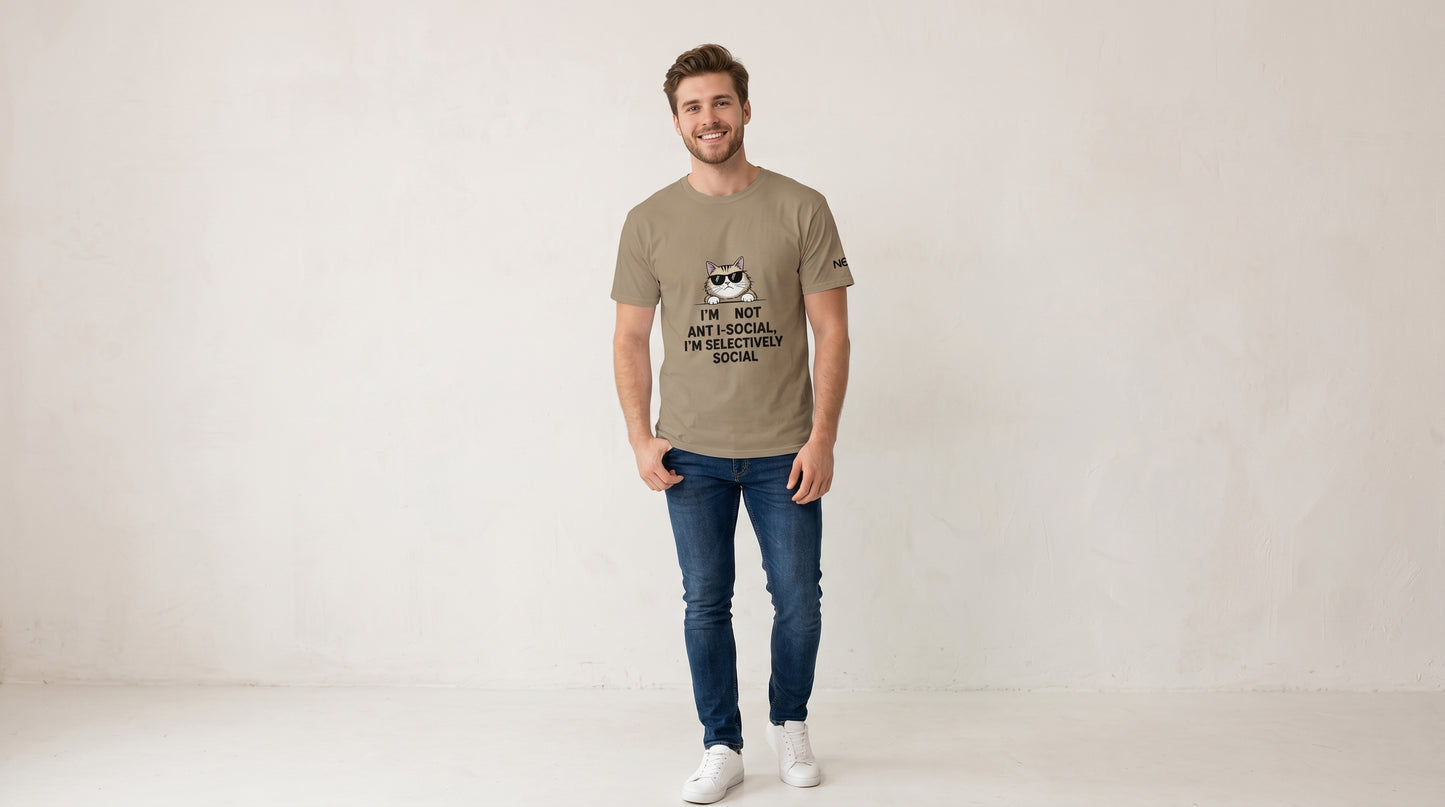 I’m Not Anti-Social I’m Selectively Social Cat T-Shirt | Funny Introvert Graphic Tee | Unisex shirt