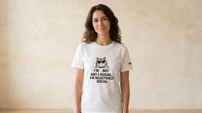 I’m Not Anti-Social I’m Selectively Social Cat T-Shirt | Funny Introvert Graphic Tee | Unisex shirt