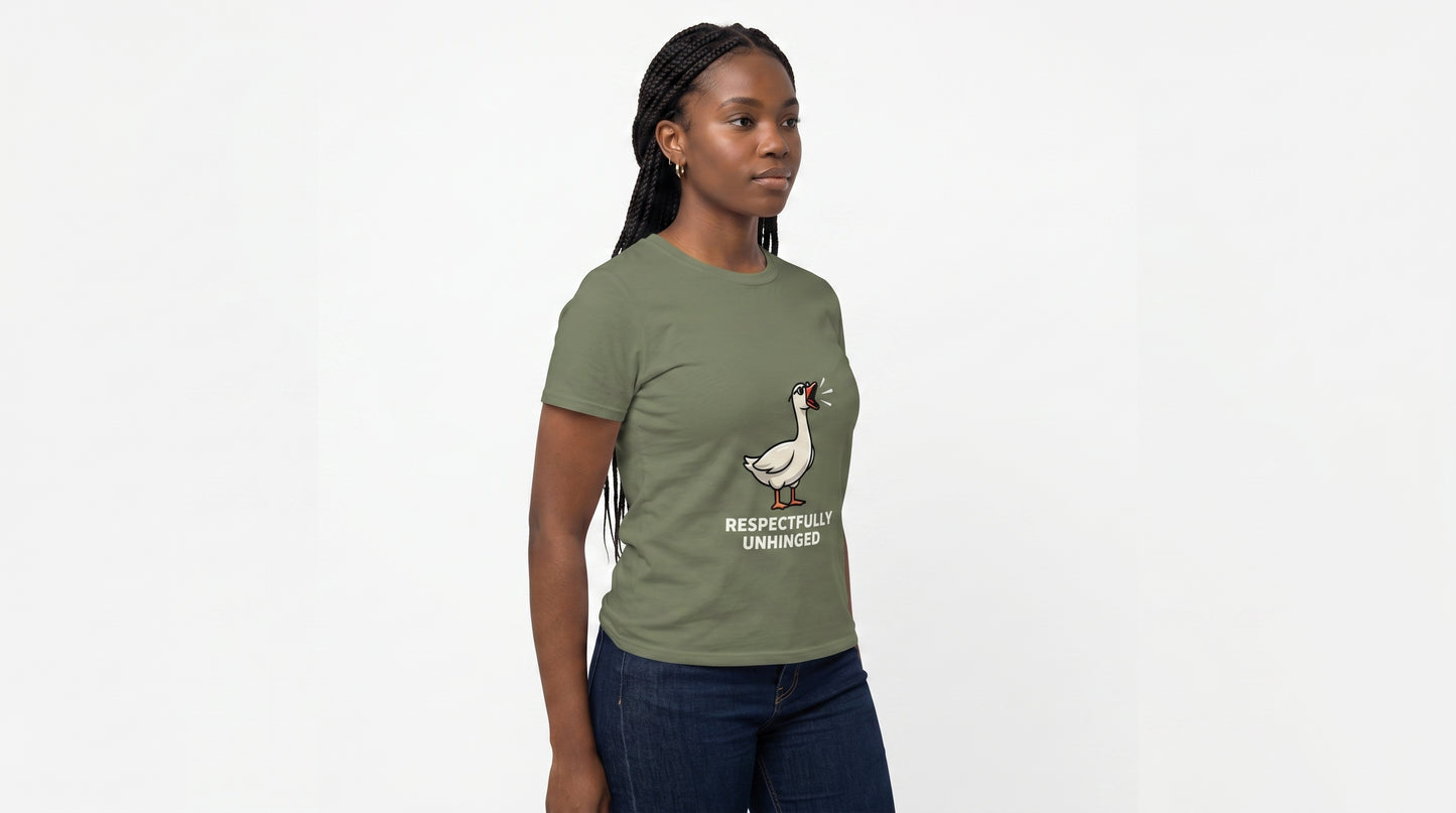 Respectfully Unhinged Goose Shirt | Funny Goose T-Shirt | Chaotic Energy Meme Tee | Gen Z Humor Shirt | Silly Graphic Tee
