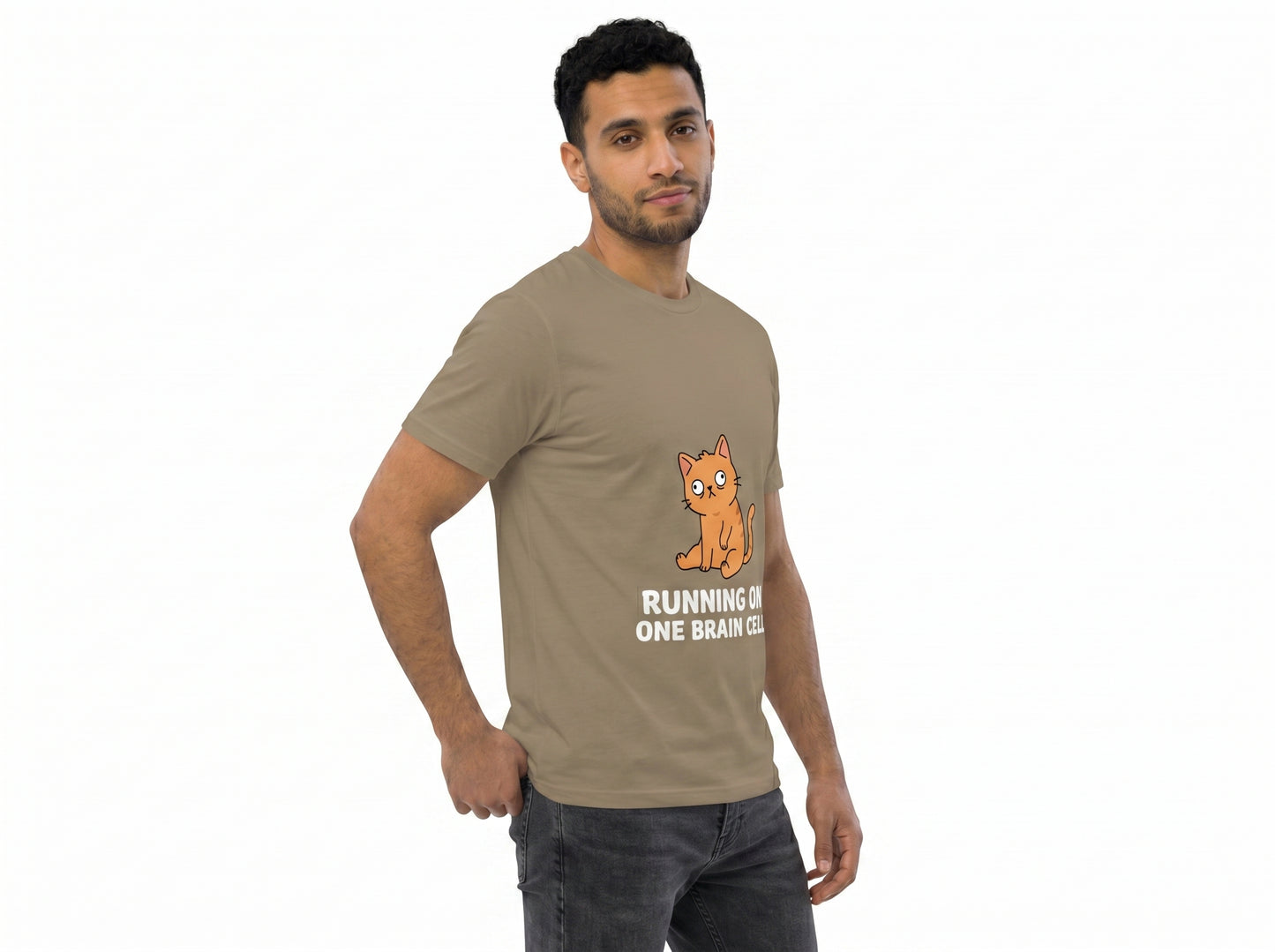 Running On One Brain Cell Shirt | Funny Orange Cat Meme Tee | Chaotic Cat Humor T-Shirt | Silly Graphic Tee