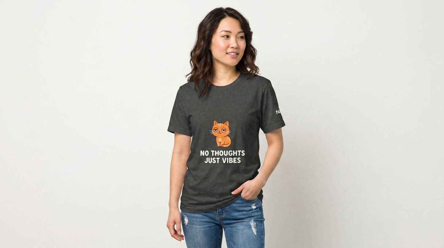 No Thoughts Just Vibes Cat Shirt | Funny Orange Cat T-Shirt | Silly Meme Tee | Gen Z Humor Shirt | Cute Cat Graphic Tee