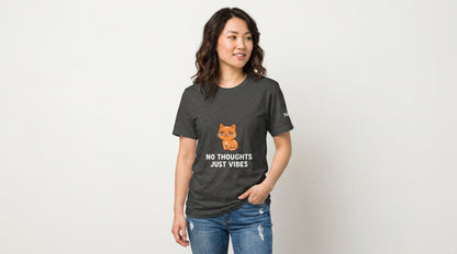 No Thoughts Just Vibes Cat Shirt | Funny Orange Cat T-Shirt | Silly Meme Tee | Gen Z Humor Shirt | Cute Cat Graphic Tee