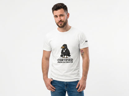 Certified Problem Creator Shirt | Funny Crow Meme Tee | Chaotic Energy Graphic T-Shirt | Dark Humor Gift